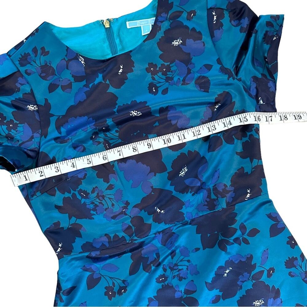 Draper James Teal Floral A-Line Dress Sz 2 - Picture 9 of 10